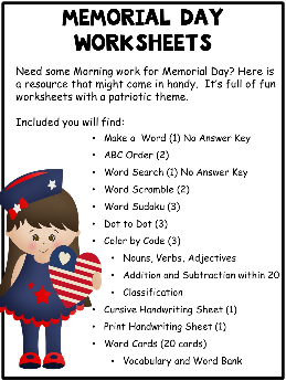 memorial day worksheets theworksheets com theworksheets com