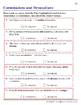 Connotations Worksheets – TheWorksheets.CoM – TheWorksheets.com