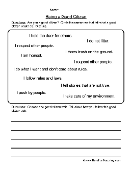 How To Be A Good Citizen Worksheets –  – 