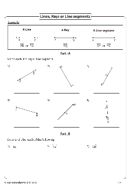 Lines, Rays and Line segments Worksheets