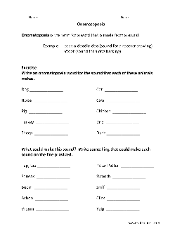 onomatopoeia worksheets theworksheets com theworksheets com