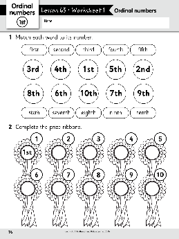 ordinal numbers worksheet for grade 3