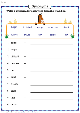 Synonym Worksheets Theworksheets Com Theworksheets Com